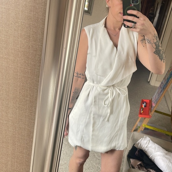 Lila Rose White Sleeveless Wrap Mini Dress - Picture 2 of 13